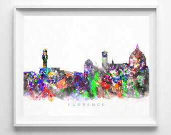 Florence Skyline Print, Italy Watercolor, Florence Poster, Italian Decor, Wall Art, Bedroom Art, Cityscape, Painting, Christmas Gift