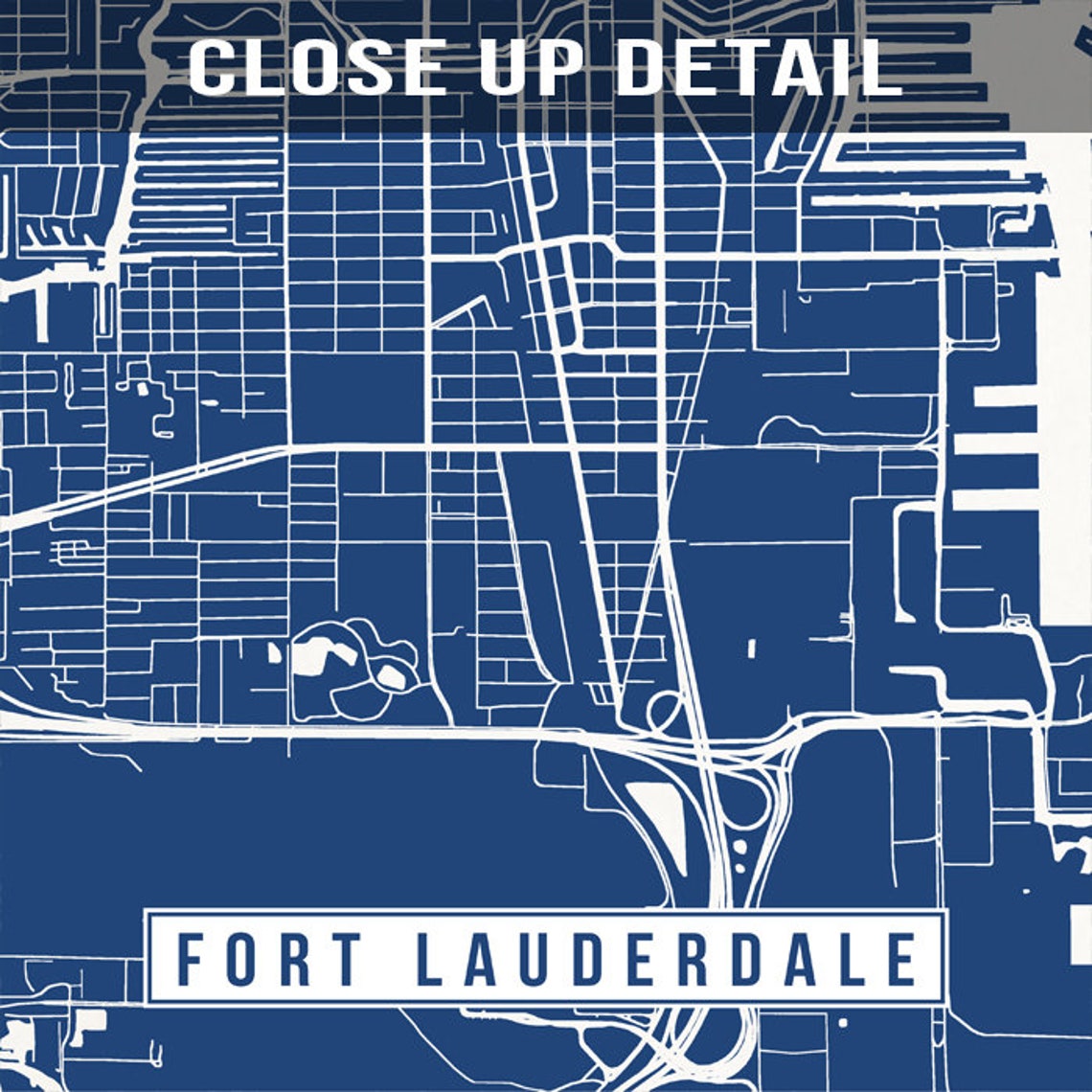 Fort Lauderdale Florida Map Print Street Poster City Road - Etsy
