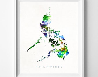 Philippines Map Print, Manila Print, Philippines Poster, Watercolor Painting, Map Art, Wall Decor, Travel, Home Decor, Christmas Gift