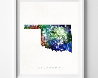Oklahoma Map Print, Oklahoma City Print, Oklahoma Poster, State Art, Watercolor Map, Giclee Art, Map Print, Travel, Christmas Gift