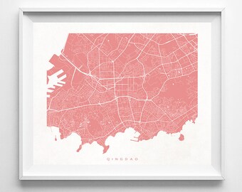 Qingdao Street Map, China Poster, Hometown Print, Modern Home Decor, Office Decoration, Wall Hanging, Dorm Wall Art, Christmas Gift