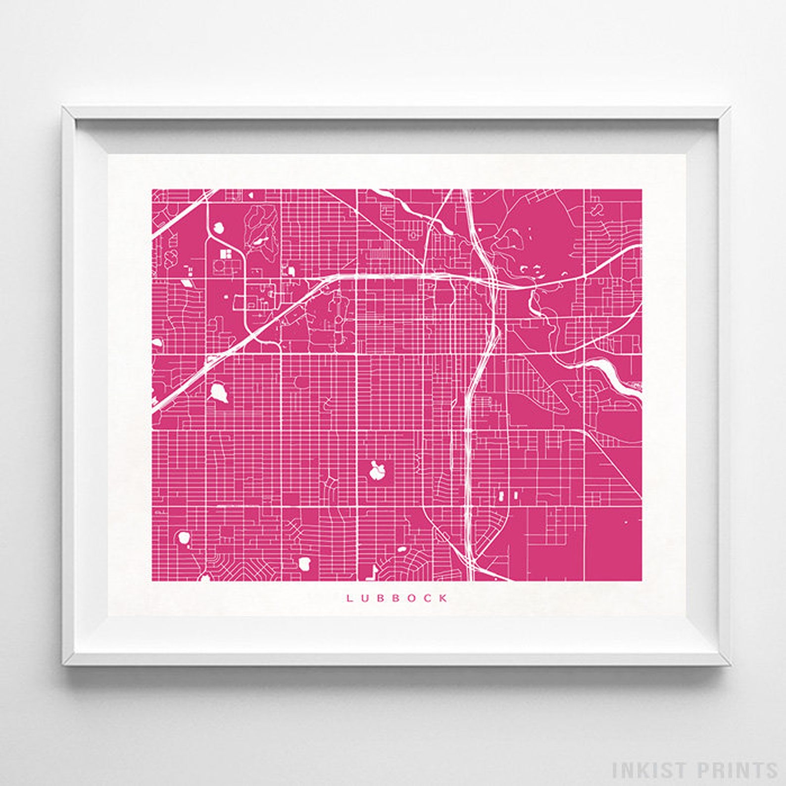 Lubbock Map Texas Print Lubbock Poster Texas Art Nursery Etsy