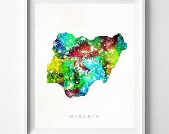 Nigeria Map Print, Abuja Print, Nigeria Poster, Map Art, Travel Poster, Watercolor Painting, State Map, Christmas Gift