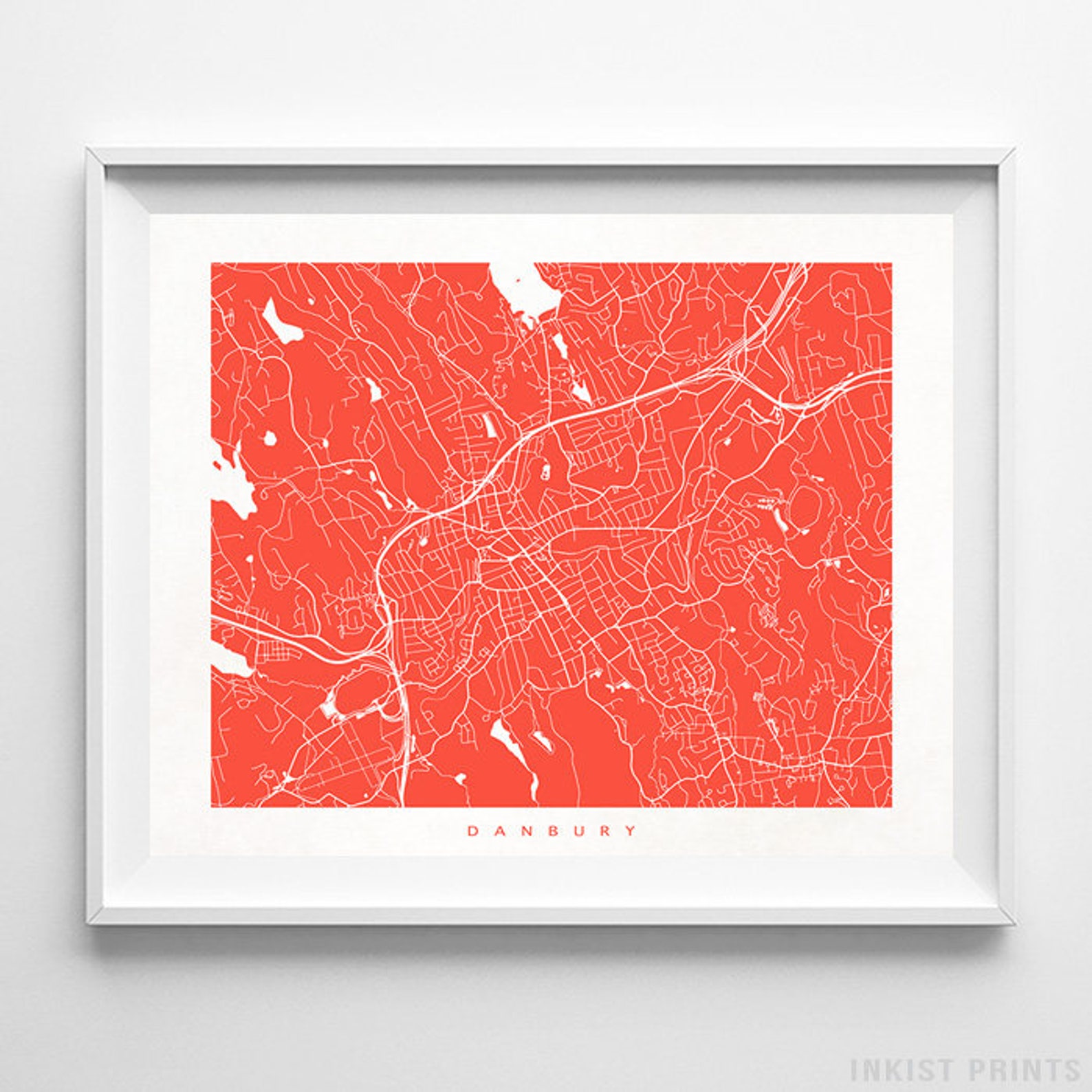 Danbury Map Connecticut Print Connecticut Poster Danbury - Etsy