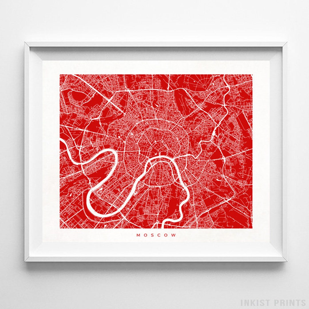 Moscow Map Russia Print Moscow Poster Russian Art Holiday - Etsy