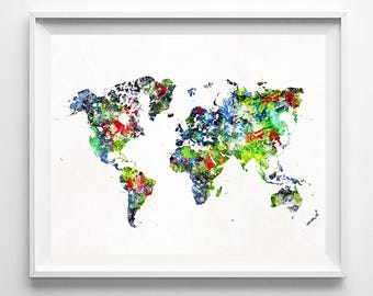 World Map Poster, World Map, Art Print, Watercolor Painting, Wall Art, Watercolor Art, Wall Art Decor, Travel Poster, Type 2, Dorm Art