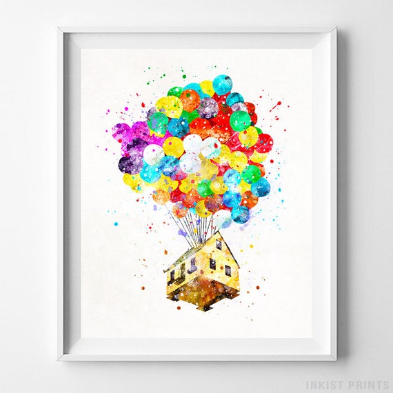 Up Disney Print Balloon House Watercolor Art Flying House Etsy Up Disney Print Balloon House Watercolor Art Flying House Etsy