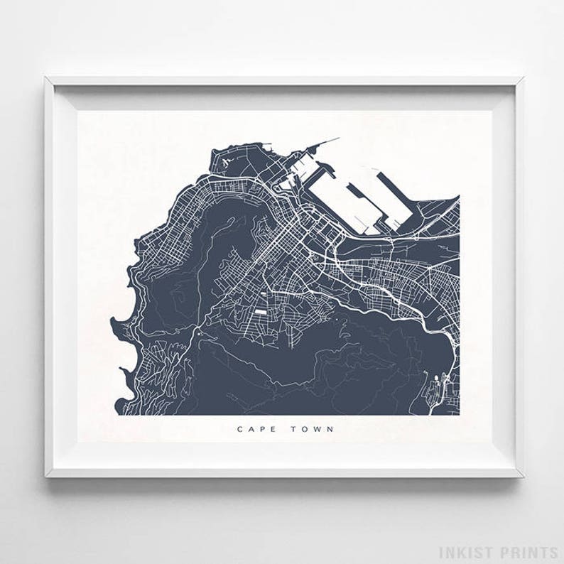 Cape Town Map South Africa Print South Africa Poster Cape Etsy