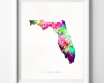 Florida Map, Orlando Print, Florida Poster, Miami Map, Living Room Decor, Map Art, State Art, Map Print, Travel Poster, Christmas Gift