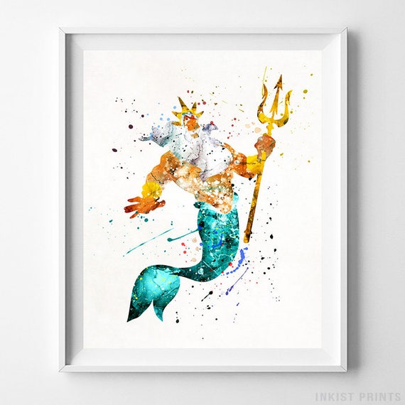 king triton print little mermaid print king triton art etsy