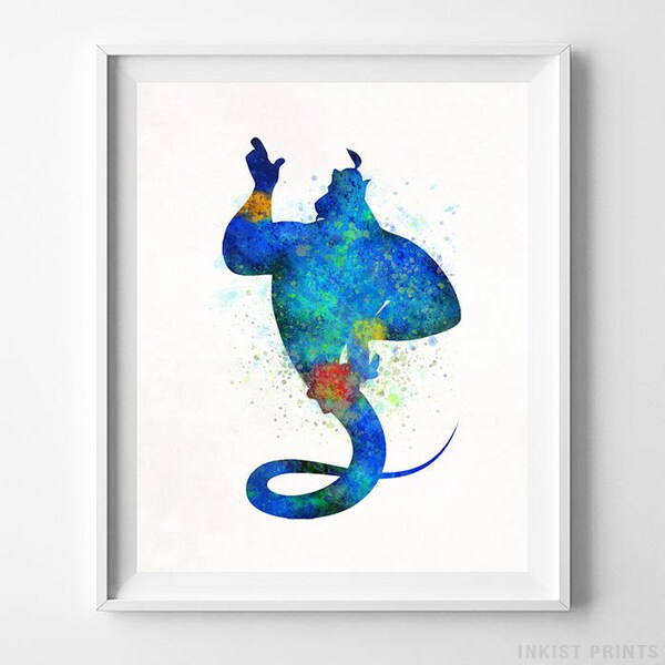 Genie Art, Genie Poster, Genie Print, Aladdin Poster, Aladin Decor, Disney Print, Watercolor Art, Kid Room Art, Type 1, Christmas Gift