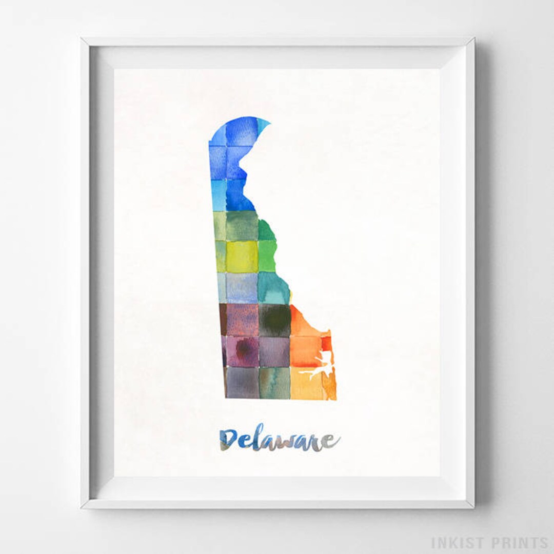 Delaware Map Dover Print Delaware Poster Map Art Travel - Etsy