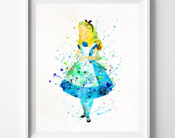 Disney Print, Alice in wonderland Poster, Alice Poster, Watercolor Art, Gift For Mom, Nursery Decor, Baby Room, Type 3, Christmas Gift