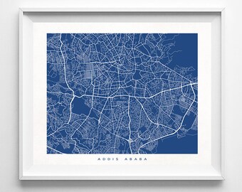 Addis Ababa Street Map, Ethiopia Poster, Hometown Print, Modern Home Decor, Office Decoration, Wall Hanging, Wall Art, Christmas Gift