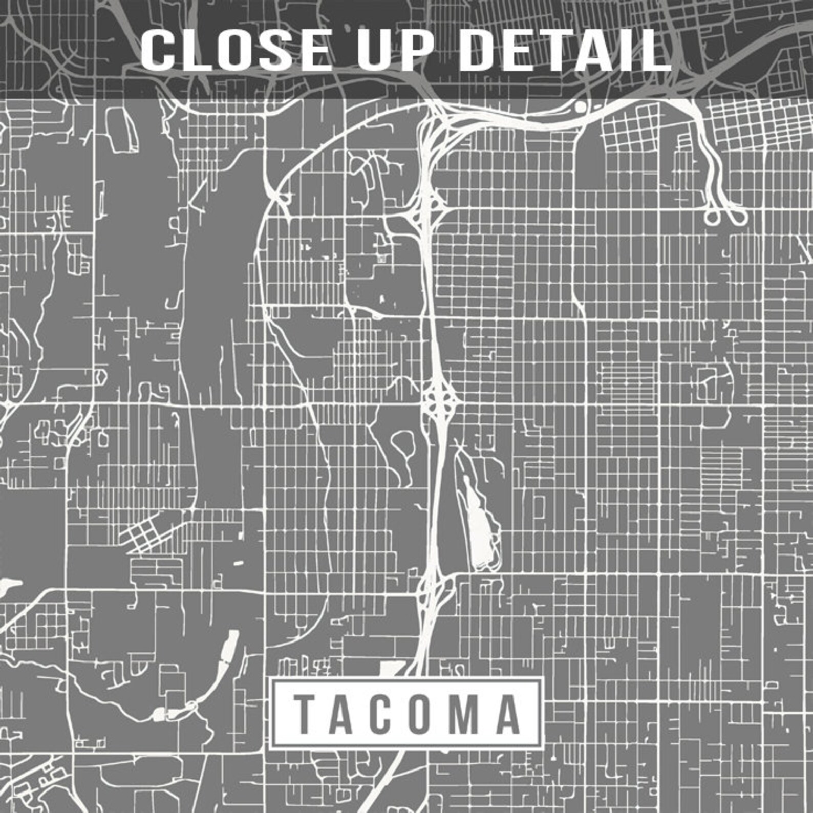 Tacoma Washington Map Print Street Poster City Road - Etsy