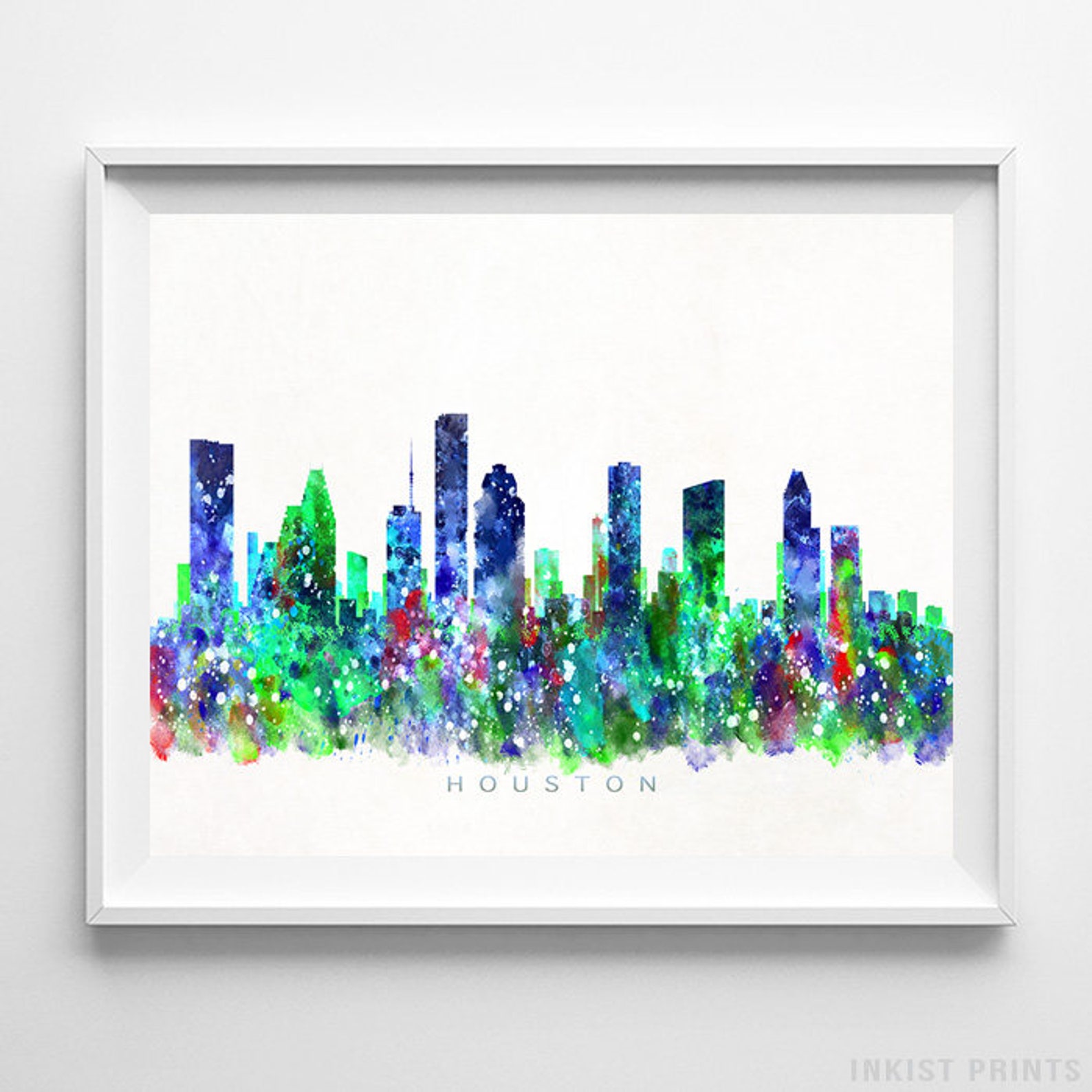 Houston Skyline Print Texas Wall Art Cityscape City Etsy