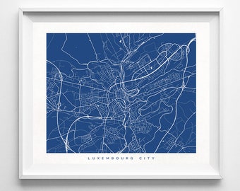 Luxembourg City Street Map, Luxembourg Poster, Hometown Print, Modern Home Decor, Office Decoration, Wall Hanging, Art, Christmas Gift