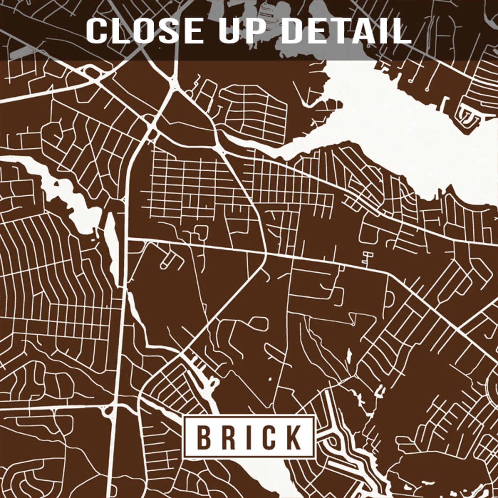Brick New Jersey Map Print Street Poster City Road Etsy