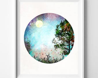 Nature Print, Nature Watercolor, Nature Poster, Wall Art, Room Decor, Nature Decor, Watercolor Art, Wall Decor, Type 1, Christmas Gift