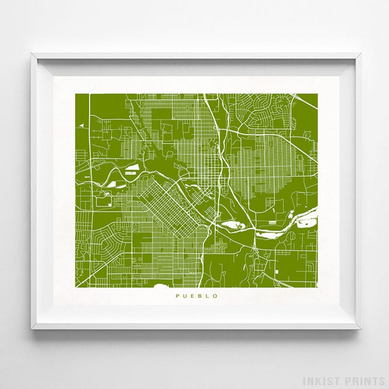 Pueblo Print Colorado Print Pueblo Poster Colorado Map Etsy