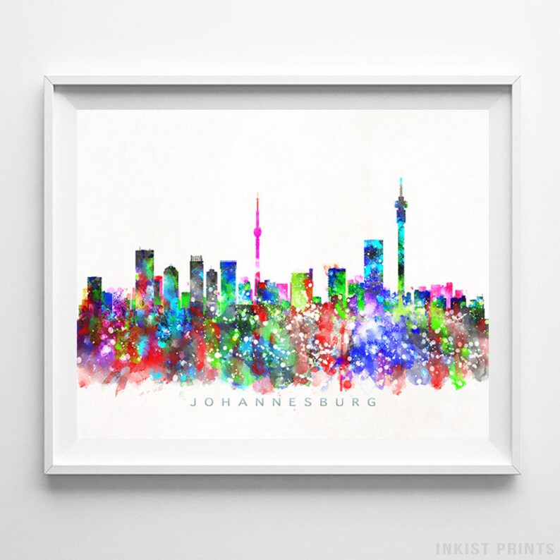 Johannesburg Skyline South Africa Print Johannesburg Poster Etsy