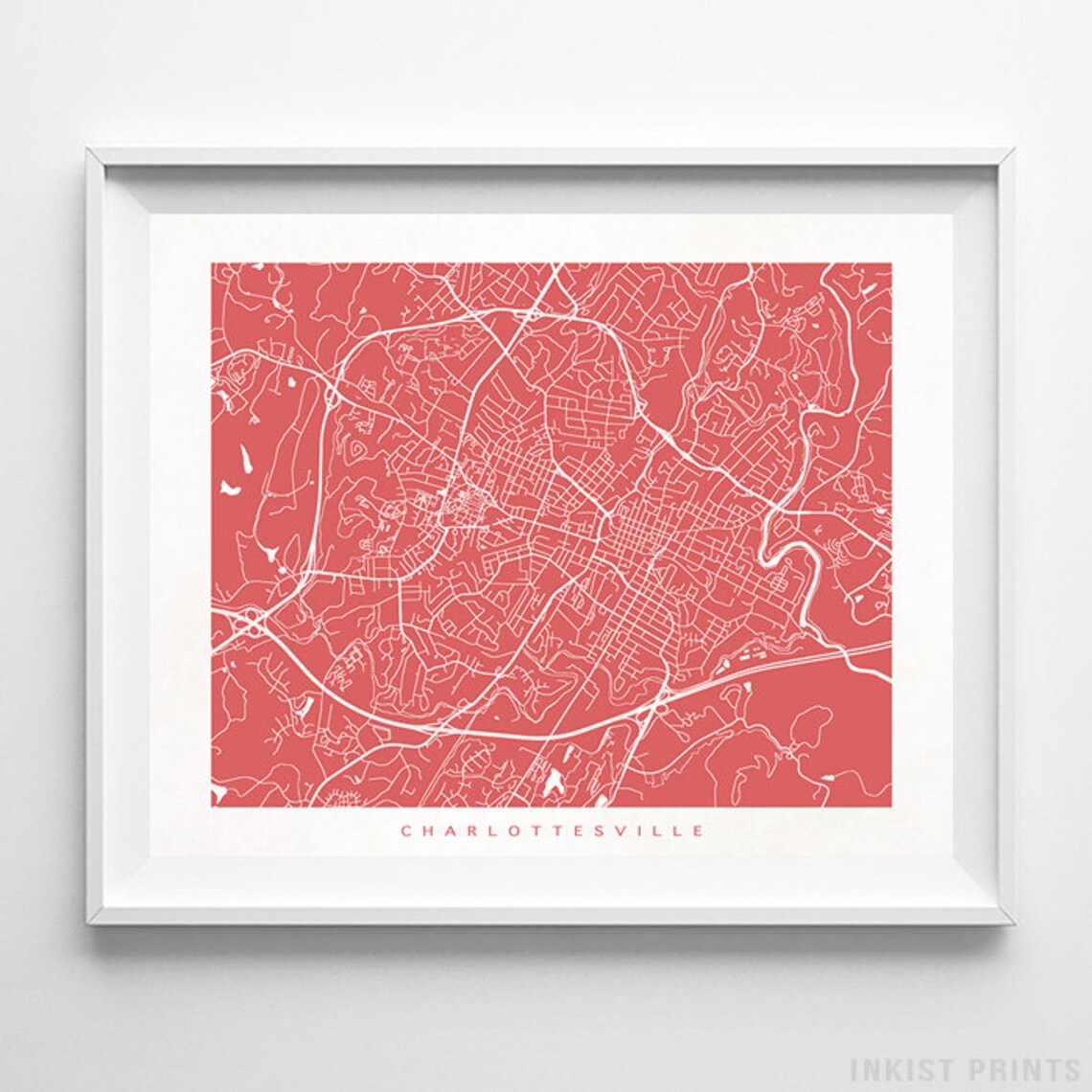 Charlottesville Map Virginia Print Charlottesville Poster Etsy
