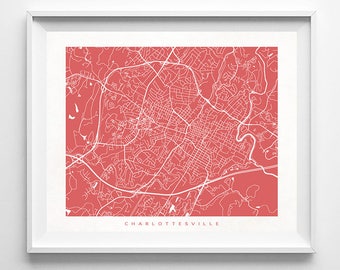 Charlottesville Map, Virginia Print, Charlottesville Poster, Virginia Art, Anniversary Gift, Arty Print, Holiday Gift, Christmas Gift