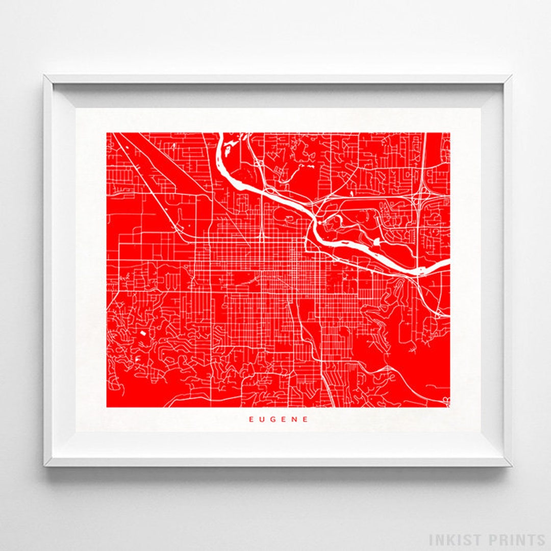 Eugene Map, Oregon Print, Eugene Poster, Oregon Art, Map Art