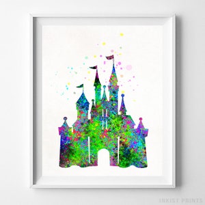 Disney Castle Poster, Disney Castle, Disney Castle Art, Watercolor Art, Baby Room Poster, Nursery Art, Watercolour Art, Christmas Gift image 1