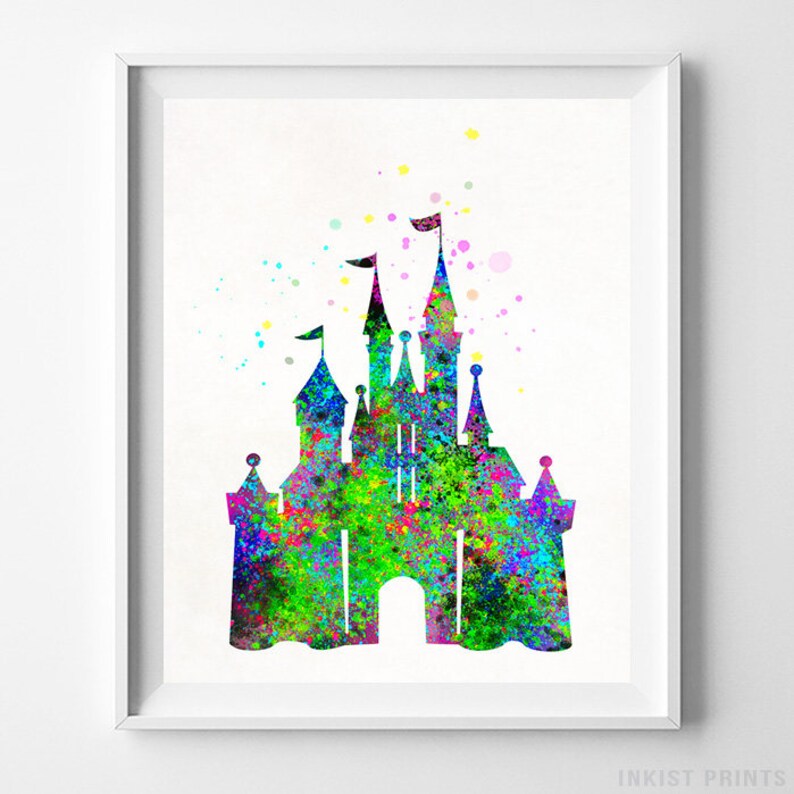 Disney Castle Poster, Disney Castle, Disney Castle Art, Watercolor Art, Baby Room Poster, Nursery Art, Watercolour Art, Christmas Gift image 1