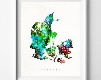 Denmark Map Print, Copenhagen Art, Denmark Poster, Copenhagen Map, Watercolor Map, State Art, Home Decor, Map Poster, Christmas Gift