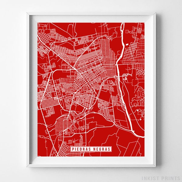 Piedras Negras, Mexico Map, Street Print, City Road Poster, Office Decoration, Home Decor, Interior, Modern Artwork, Christmas Gift