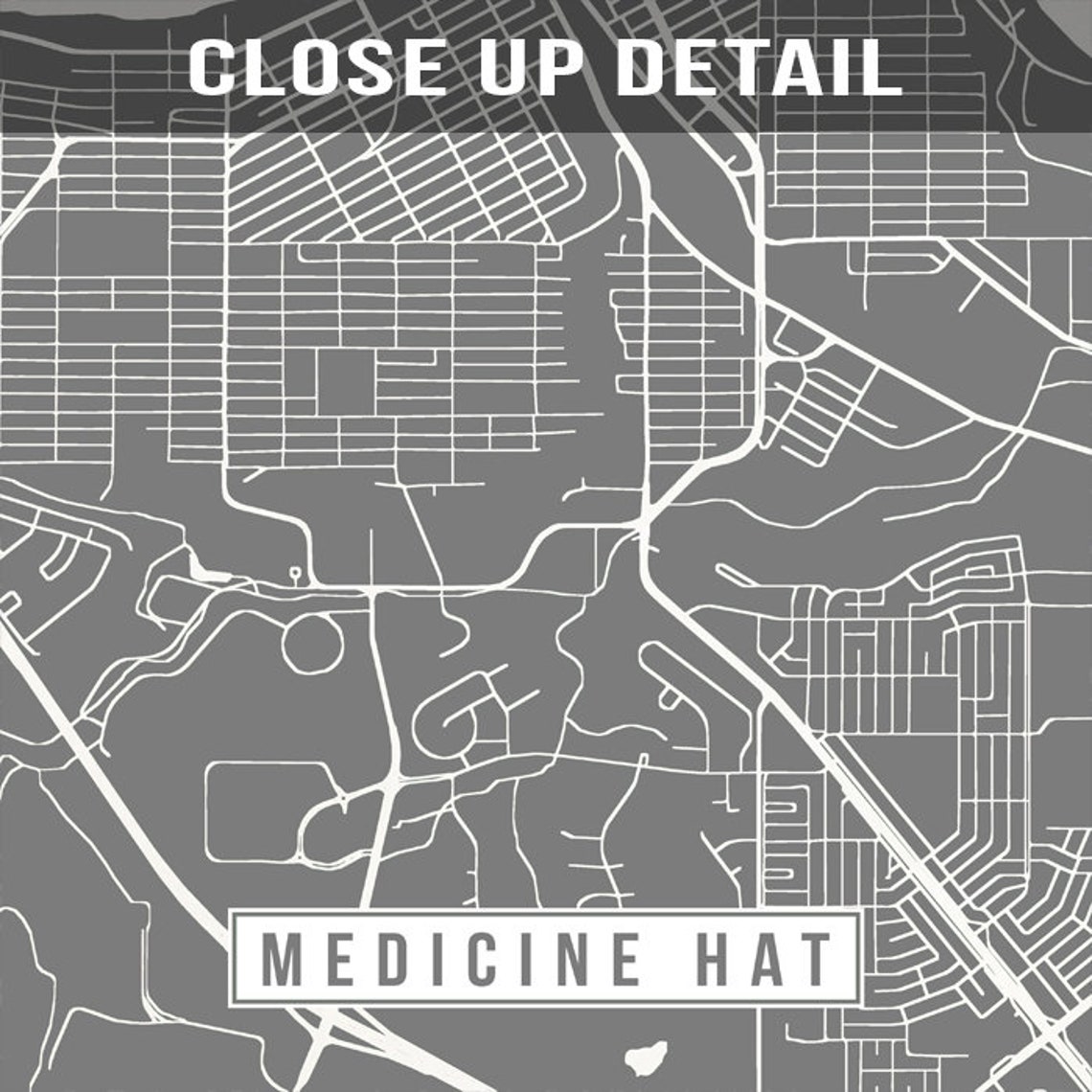 Medicine Hat Canada Map Print City Road Street Poster Etsy