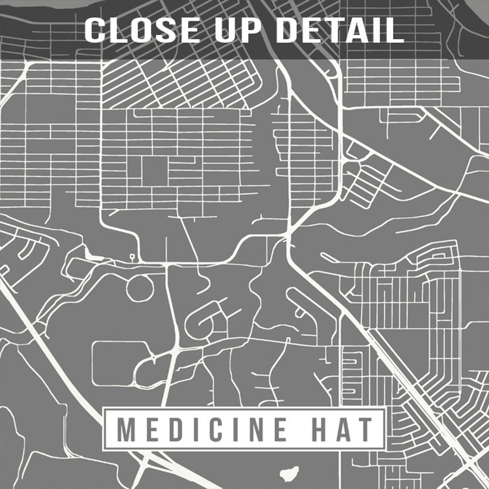 Medicine Hat Canada Map Print City Road Street Poster Etsy