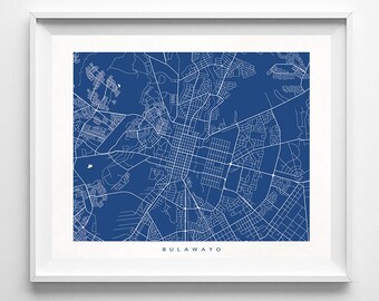 Bulawayo Street Map, Zimbabwe Poster, Hometown Print, Modern Home Decor, Office Decoration, Wall Hanging, Dorm Wall Art, Christmas Gift