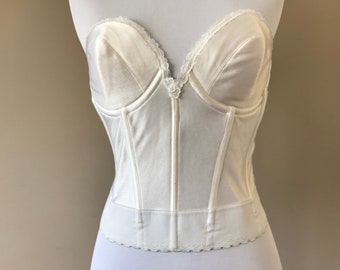 NWT WHITE LACE GARTER CARNIVAL BUSTIER BRA SIZE 36 D COSTUME DANCER