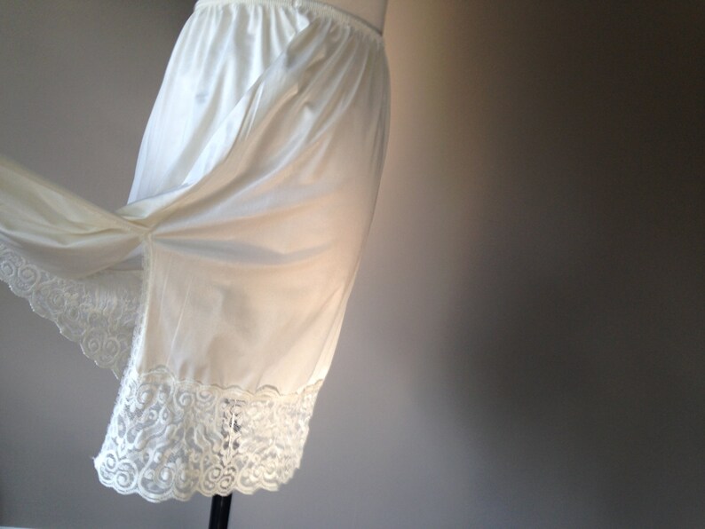 vintage half skirt slip lingerie sheer off white Etsy