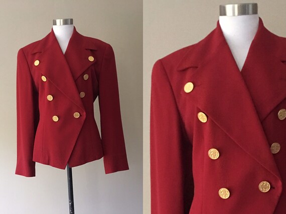 Ellen Tracy Boxy Wool Blazer Jacket, S/M