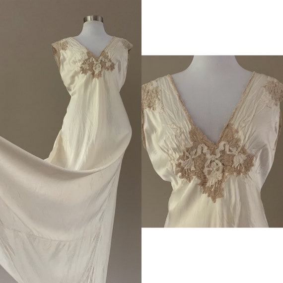 vintage 30’s silk nightgown dress slip - image 1