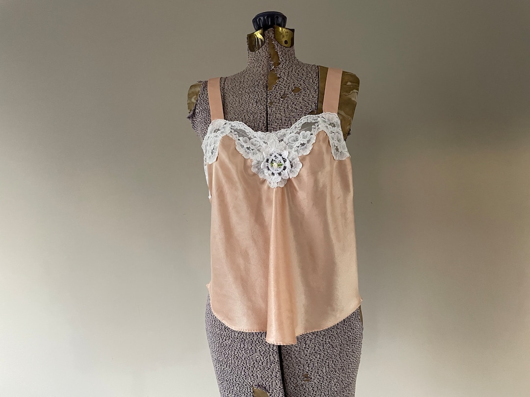Vintage Liquid Satin Camisole Cami Lingerie Top With Knit Lace - Etsy