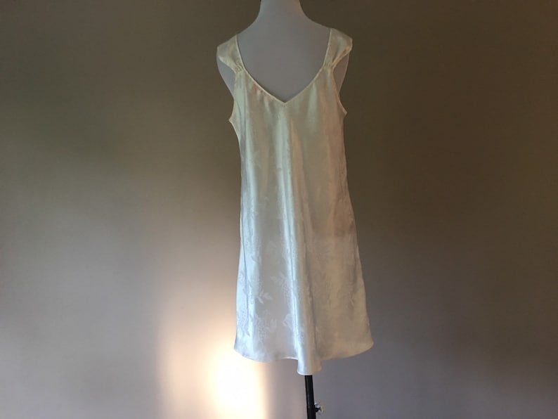 Short Nightgown Oscar de la Renta Medium Satin Jacquard with Lace Oscar de la Renta Satin Slip Dress Chemise Nightie Slip Dress Lingerie