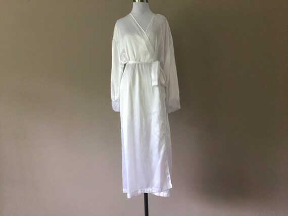 Liquid Satin Robe, White Bridal Dressing Gown Kimo