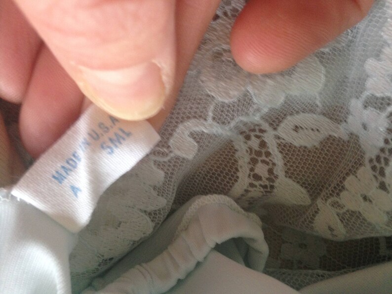 Small S by Van Raalte Light Blue Nylon with Wide Lace Vintage Half Slip Skirt Slip Extender