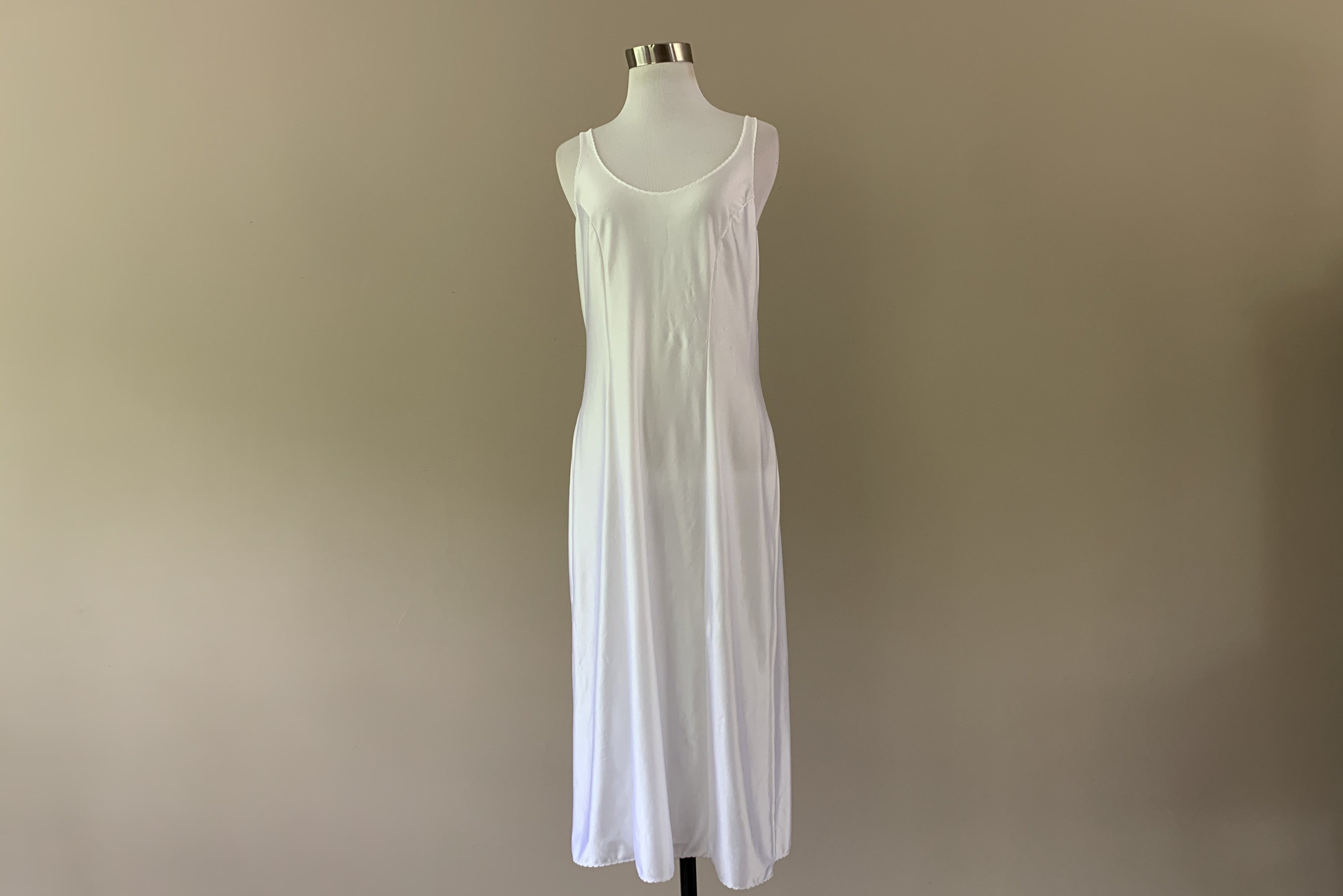 Full Midi Slip Underdress Under Dress Slip White Nylon Etsy