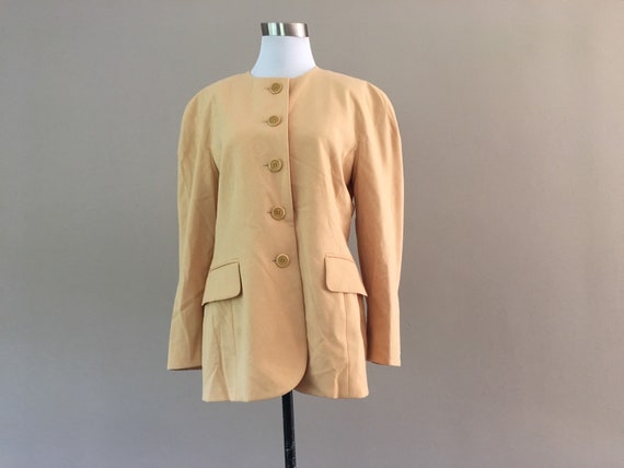 80's Escada Boxy Blazer, Vintage 1980's Yellow Mar