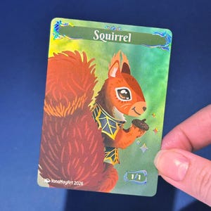 5 Squirrel Tokens - Foil with Raised Lettering