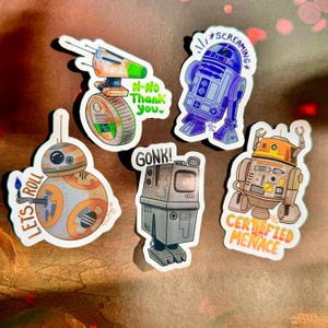 Star Wars Droid Stickers: Brushed Aluminum Vinyl, Waterproof