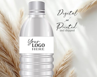 Etiquetas para botellas de agua, Etiquetas personalizadas para botellas de agua, Etiquetas para botellas de agua de empresa, Logotipo de empresa, Monograma para bodas, Su logotipo impreso en etiquetas