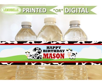 Printed Farm Water Bottle Labels, Barn Water Bottle Labels, Animals Farm Party, Cowboy Birthday, Barnyard Water Bottle, Lemonbells, WF04