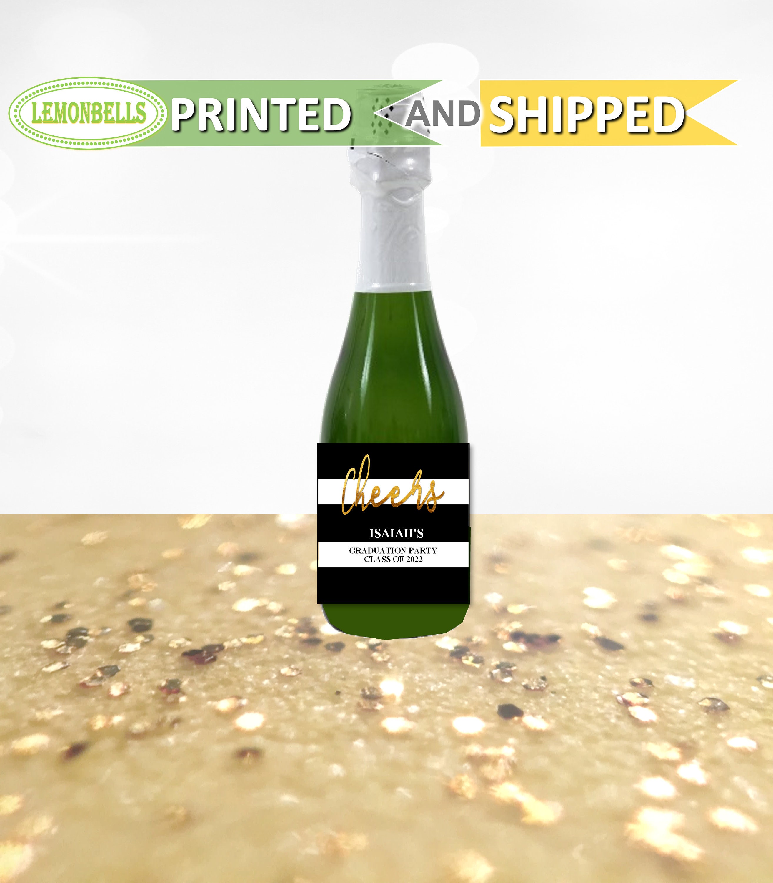 Graduation Mini Champagne Bottle Labels - Graduation Champagne - Graduation Party Favors - Graduation Mini Wine Bottle - LemonBells